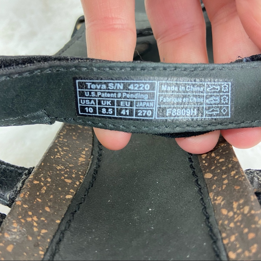 Teva Ventura Women 4220 Charcoal Leather Cork Wedges Strap Ankle Sandals Sz 10 - Picture 5 of 6